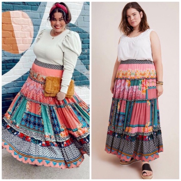 NWT ANTHROPOLOGIE BHANUNI BY JYOTI CELINA TIERED MAXI SKIRT - Picture 12 of 16